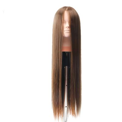 China Cosmetology Mannequin Heads 24 Inch Hairdressing Mannequin Head Fiber Hair Dummy Doll For Barber Practice Mannequin Training Head Hair Without Makeup for sale