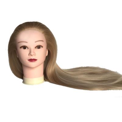 China Cosmetology Mannequin Heads Long Hair Mannequin Head Yaki Synthetic Fiber Practice Styling Cutting Training Head Manikin Cosmetology Doll Head for sale