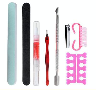 China Finger Nail Manicure Tool Finger Nail Manicure Tool Nail+foot Nail File Dead Fork Strip Nail Surface Sponge Rubbing Finger Divider Buffing Polishing Manicure Set for sale