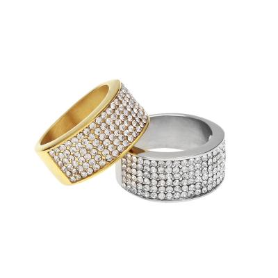 China Hiphop New Style Hiphop Alloy Iced Out Gold Ring Micro Paved Crystal Ring for sale