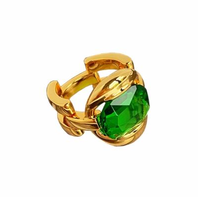 China Luxury Stackable Gemstone Ring Jewelry Emerald Crystal Finger Ring Women 18K Gold Plating Romantic Fashion For Women Girls for sale