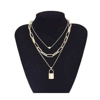 China Fashion Layered Necklace FASHIONABLE 3 Piece Combination Gold Silver Pendant Necklace for sale