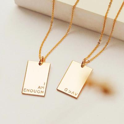 China Wholesale Fashionable Rectangle Titanium Steel English Letter Europe andAmerica Stainless Steel Necklace Pendant for sale