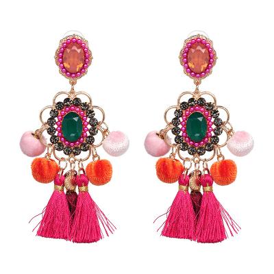 China New Design BOHEMIA Big Sense Factory Sale Drop Tassel Diamond Earring Women Suit Manual Wholesale Hot Mixed Material for sale