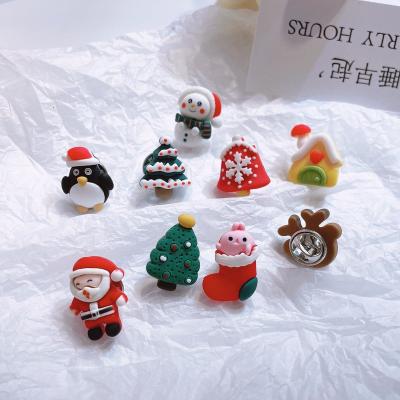 China Santa Claus Elk Christmas Socks Resin Cartoon Christmas Day Brooch Personality Resin Badge Men and Women Cute Accessories for sale