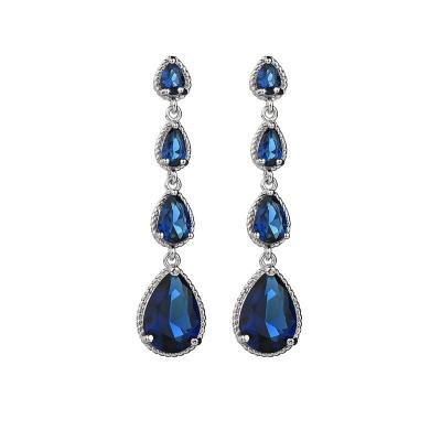 China FASHIONABLE Silver Factory Long Style Crystal Inlaid Luxury Earrings Zircon Drop Water S925 Needle S925 Needle for sale