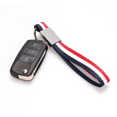 China 1 wholesale manufacturer custom logo promotional branded wristlet strap webbing car keychain for sale