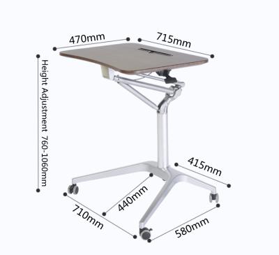 China Compact Mobile Pneumatic Sit Stand Desk Adjustable Gas-Lift Desk (Height) Height Adjustable for sale