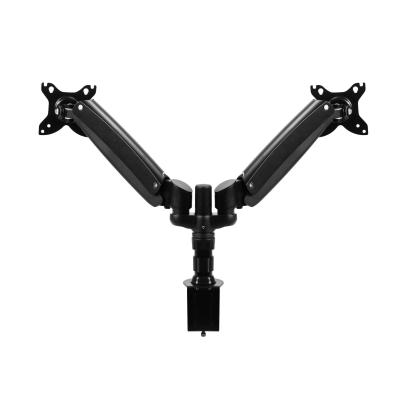 China Dual Shock Absorber Mount 360 Rotation Black Metal Arm Monitor Two Inches Computer Monitors 15 To 27 Scale Adjustment Hydraulic for sale