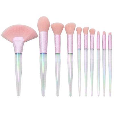 China Angular Blush Popular 10PCS Advanced Makeup Brush With Fan Brush Makeup Set Brush Luxurious Maquillaje Makeup for sale