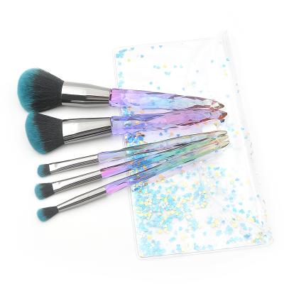 China Angular Blush Selling Best 5 Makeup Tools, Synthetic Gradient Hair Beauty Brush, Diamond Handle Makeup Brush Set Can Be Customized for sale