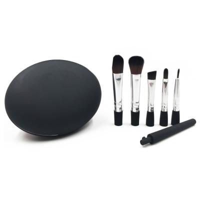 China Angular Blush Travel with 5 Custom Mini Makeup Tool Makeup Brushes Mirror Set Synthetic Hair Wholesale for sale