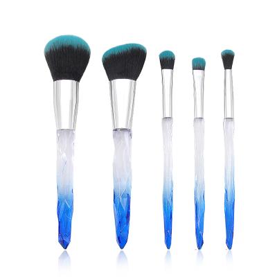 China Angular Blush Best Selling 5 Handle Synthetic Crystal Base Blush Simple Cosmetic Eye Makeup Brush Set Brush for sale