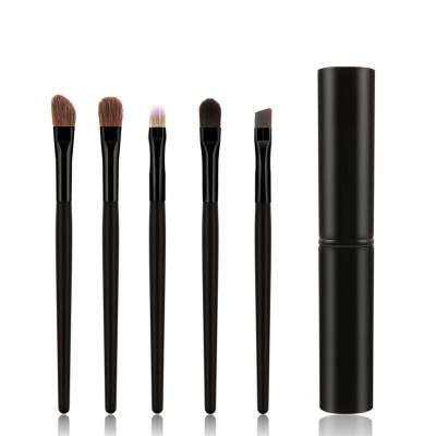 China Wholesale 5 Pcs Makeup Stain Brush Portable Facial Makeup Brush With Pink Handle Eyeshadow And Eyebrow Brush for sale