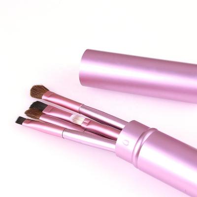 China 2021 Spot Brush Customized Horsehair 5 Eye Makeup Brush Aluminum Tube Set With Brush Bucket for sale