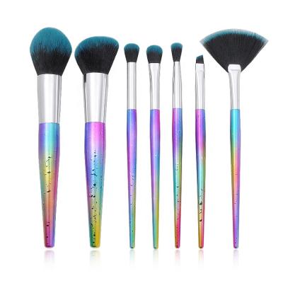 China Angular Blush Colorful 7PCS Water Drop Candle Grip Makeup Brush Set Loose Base Makeup Eye Makeup Tools Factory Outlet Synthetic Fiber for sale