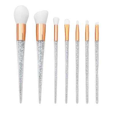 China Angular Blush Artificial Hair Diamond Particle Handle Makeup Brush Set 7pcs Loose Powder Blush Eye Makeup Tool Cosmetic Brush for sale