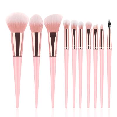 China Angular Blush New Pink 10 Piece Makeup Tools Fiber Hair Makeup Brush Set Beauty Tools Private Label Makeup Brushes for sale