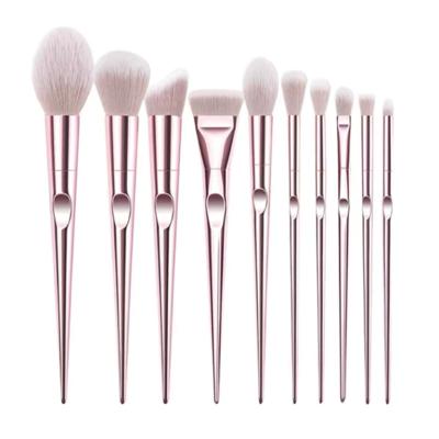 China Angular Blush 10 Pieces Customized High Quality Portable Laser Bag Fiber Hair Makeup Brush Set Cosmetic Brush for sale