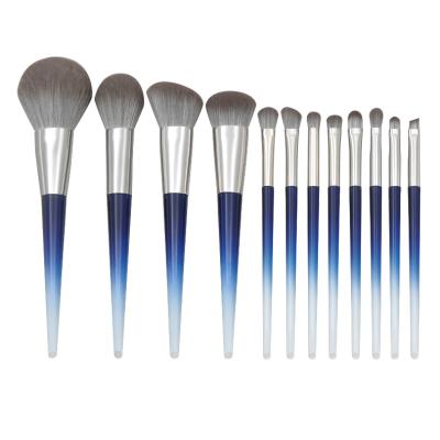 China Angular Blush Factory Price Customized Logo 12 Pieces High Quality Soft Synthetic Gradient Hair Makeup Brush Set Beauty Brush for sale