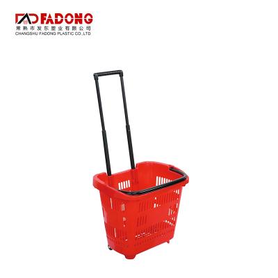 China Eco - Friendly Plastic Rolling Laundry / Shopping Mall Shopping Basket for sale