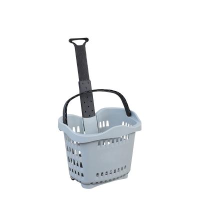 China Supermarket Eco - Friendly Beautiful Rolling Plastic Food Basket for sale