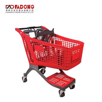 China Durable Plastic Shopping Cart On Basket With Wheels Hand Truck Flatbed Vegetable for sale