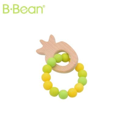 China Cute wooden teether bracelet silicone teether fruit toy BBEAN wooden teething toys for baby for sale