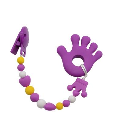 China Safety Easily Cleaned Professional Baby Teether Silicone Beads Teether Holder Wholesale Pacifier Clips for sale