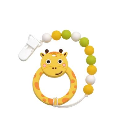 China BPA Free Baby Teething Pacifier Chain Clip Holder Silicone Giraffe Teether Giraffe Silicone Teether for sale