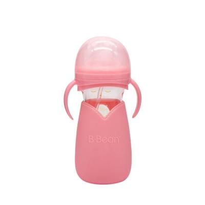 China BPA Free First Class Safe Pink Silicone Sleeve Newborn Baby Bottle Glass Bottle for sale