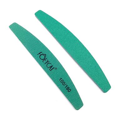 China Nail Care Professional Emery Green Board Abrasive Nail File/Half Moon 100/180 Washable Nail File For Nail Art for sale