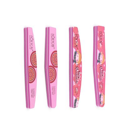 China Nail Care 100/180 Washable Diamond Pink Pattern Nail Buffer Dual Side Grit Nail Buffer Professional Washable Side for sale