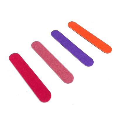 China Mini Nail Care Label 180 Grit Colorful Custom Logo Sandpaper Wooden Board Double Sided Manicure Nail Buffer Straight File for sale