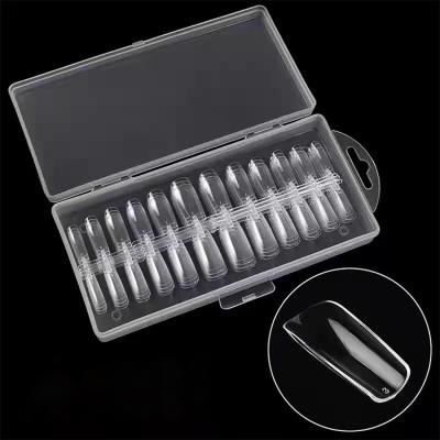 China Square 240 PCS Acrylic Gel Full Cover Flexibility Fake Clear Medium Press On Nail Tips With Box for sale