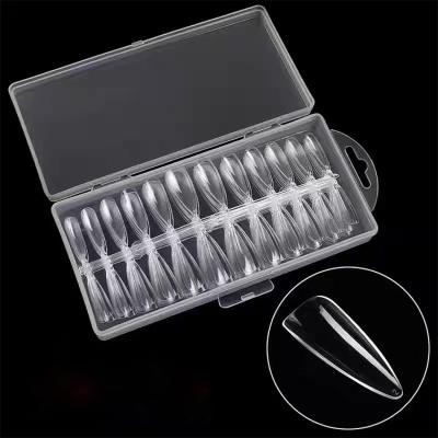 China Full Cover 240pcs/box Flexibility Long False Nail Art Tips Artificial Transparent False Nail Art Tips Manicure Sharp Tools for sale