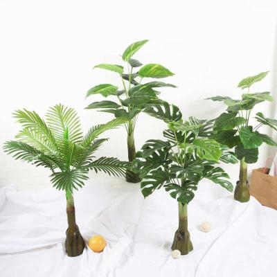 China Tropical Monstera Tree Outdoor Indoor Decoration 85cm Large Artificial Plants Leaves Plastic Palm Tree Real Touch Turtle Leaf Wedding Home Decoration for sale