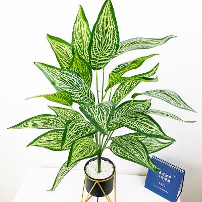 China Minimalist 75cm Monstera Palm Green Zebra Plastic Leaf 26 Leaves Tropical Artificial Plants Big For Garden Festival Decor for sale