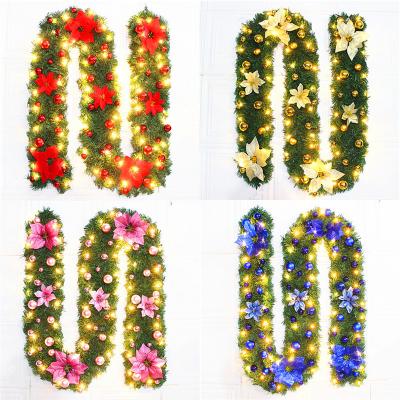 China Hot Selling Amazon PVC Christmas Garlands Ornaments Decorations 2.7M/9Ft LED PVC Christmas Garland For Xmas Tree Door Stairs Decor for sale