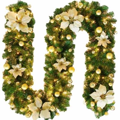 China Wedding/Home Decoration/Party Decors 2.7M Christmas LED Rattan Garland Decorative Green Christmas Garland Christmas Tree Rattan Banner for sale