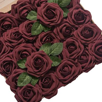 China Hot Selling Artificial PE Amazon Rose Flowers Head For Wedding Cake Arch Bridal Flowers Party Decorations Flowers 25pcs/pack for sale