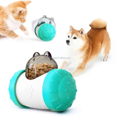 China Stocked Pet Food Dispenser, Fun Swing Car Bear Tumbler Interactive Slow Feeder Cats and Dog Food Rolling Faulty Damper Toys Multifunctional Pe for sale