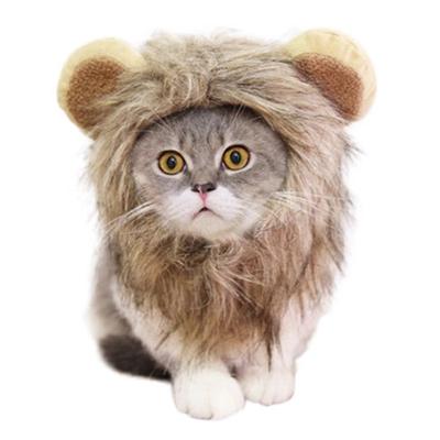 China Cute Funny Viable Cat Hat Costume Lion Mane Pet Wig Cap For Cat Dog Costume Halloween Christmas Clothes With Ears Pet Clothes for sale