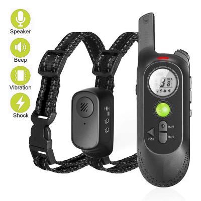 China Adjustable Dog Collar 1000M Remote Control Electric Shock Absorbing Dog Collar Set Waterproof Rechargeable Waterproof Dog Training Collar for sale