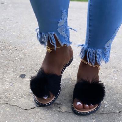 China Newest Arrival Women's Sandals Fur Slides Fur Ladies Shoes Newest Summer Light Fuzzy Shoes For Women for sale