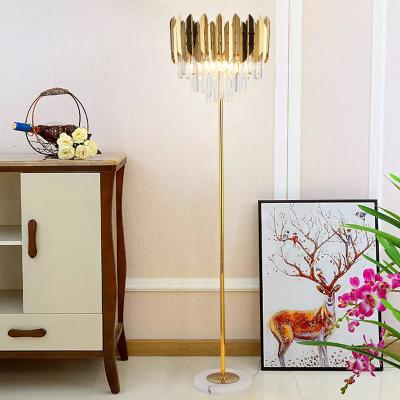 China Modern Nordic Postmodernism Stainless Steel Marble Luxury Crystal Floor Lamps For Living Room for sale