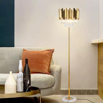 China Luxury Nordic Marble Crystal Standing Lamps Home Decor Stainless Steel Postmodernism Floor Lamp for sale