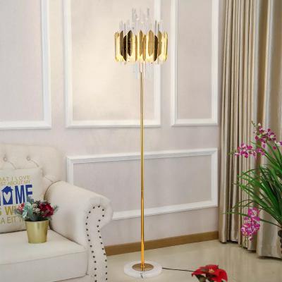 China Nordic postmodernism factory supply stainless steel marble crystal decorated luxury crystal modern nordic floor lamp for sale