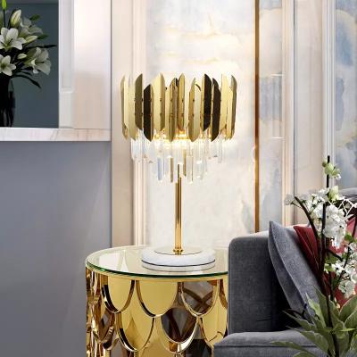 China China Marble Stainless Steel Manufacturer Zhongshan Wireless 3000-6000k Zhongshan Restaurant Marble+Lead Crystal Table Lamp for sale