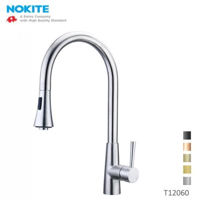 China Modern 304 316 Stainless Steel Solid Hot Cold Water Faucet With 2 Mode Sprayer Pull Down Kitchen Sink Faucet for sale